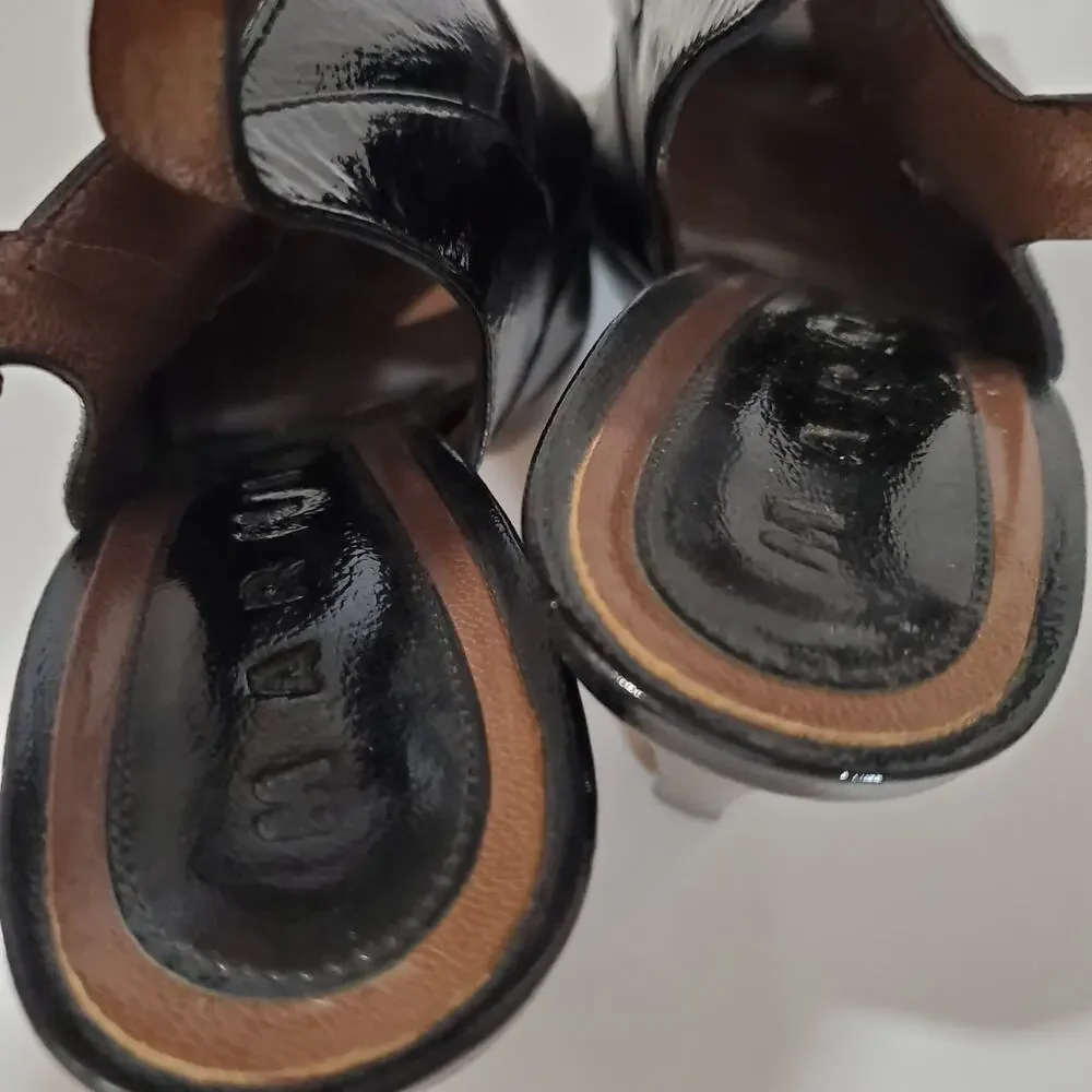 Marni Patent Leather Peep Toe Slingback Platform Sandals Womens Size 36.5 6.5 US